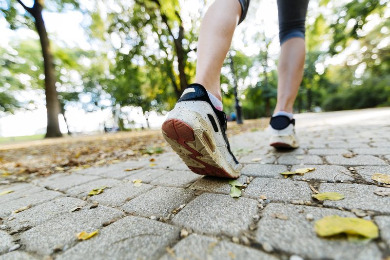 Walking on a park path