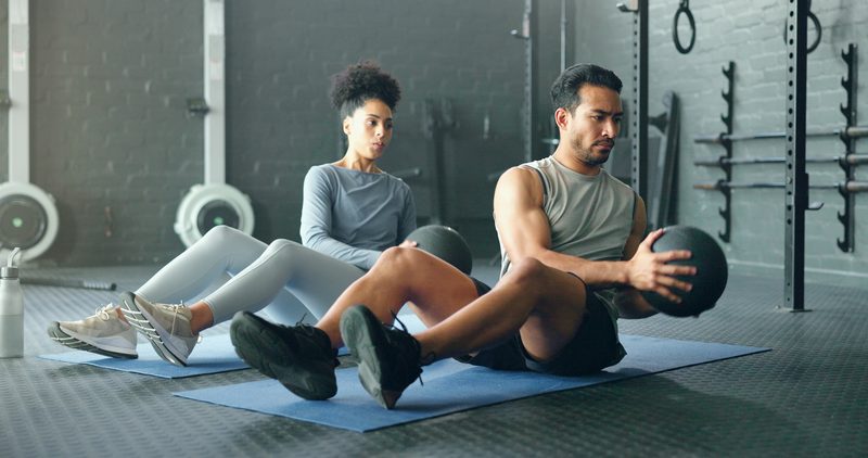 Friends training at the gym