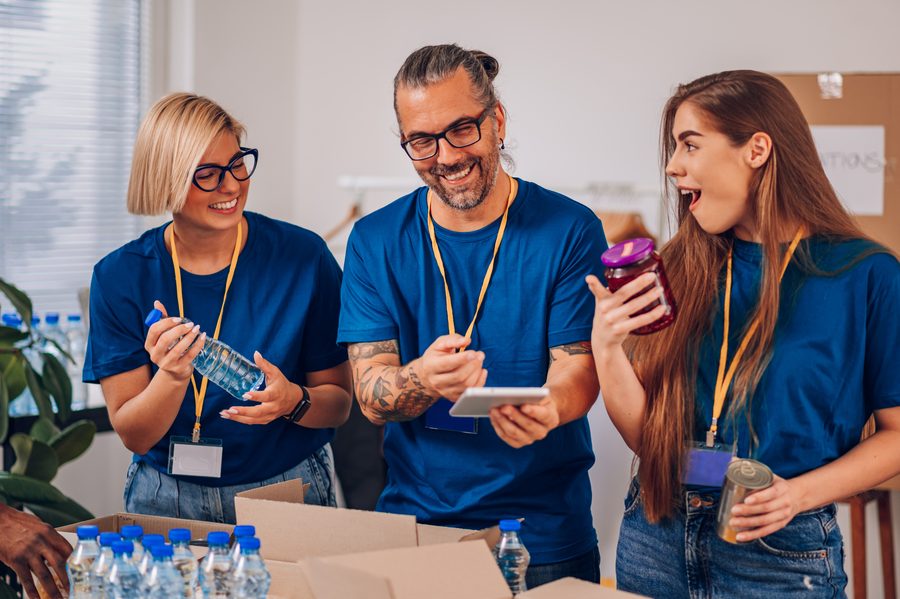 Volunteers at a charity event