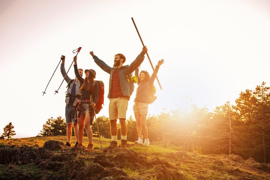 Hikers at a summit